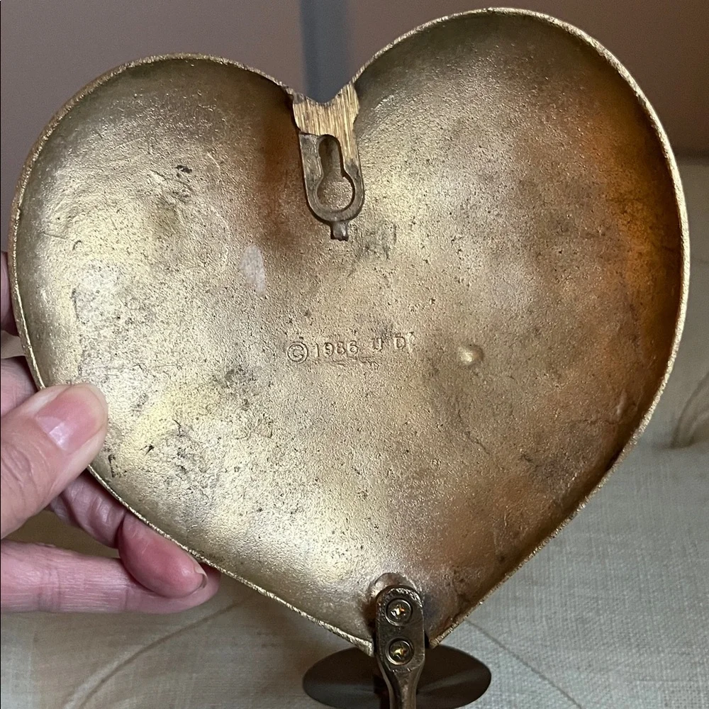 Vintage 1986 Brass Boho Chic Cottage-core Raised Heart Wall Candle Sconce